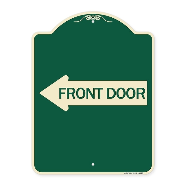 Signmission Front Door With Left Arrow Heavy-Gauge Aluminum Architectural Sign, 24" x 18", G-1824-24390 A-DES-G-1824-24390 - main